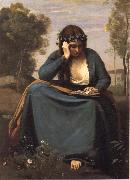 Reader crowned of flowers or The Muse of virgil Corot Camille